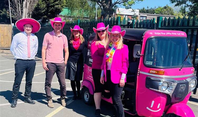 Pink tuk tuk and Rosie May Foundation team during Rosie May Day charity event